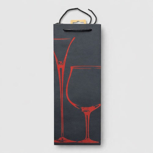 T3308 Deluxe Black Bottle Bag in Martini Design in Red