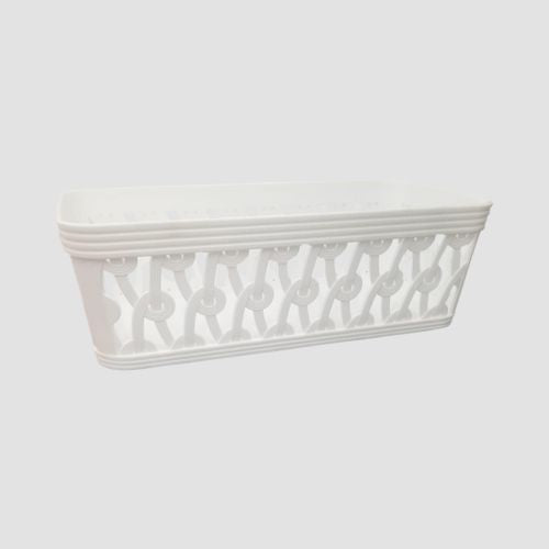 Oblong Plastic Basket in White