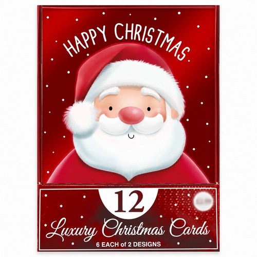 X-35795-BC Cute Santa Luxury Christmas Cards 12pk