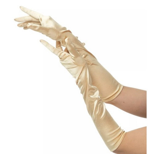 Long Satin Gloves in Gold