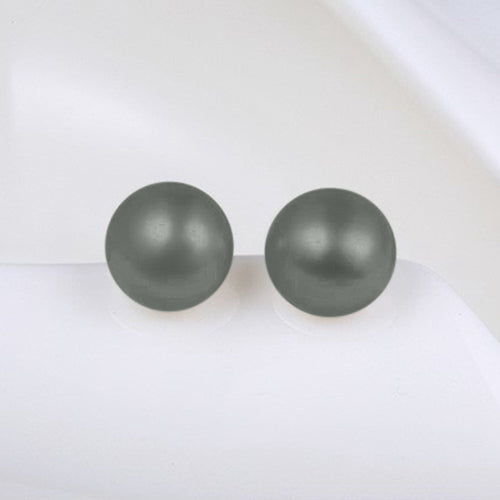 Pearl Stopper Stud Earring in Gunmetal Grey