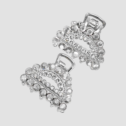 Rhinestone Mini Claw Spring Hair Clip 2pk in Gold/Clear Crystal