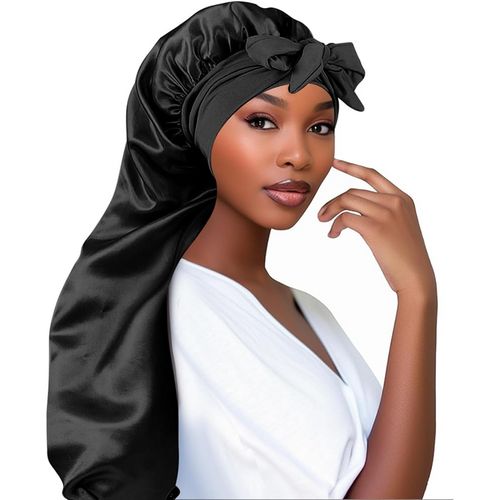 7006 Lux Laxury Silky Satin Braid Bonnet Black