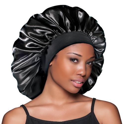 7004 Lux Laxury Silky Satin Jumbo Bonnet Black