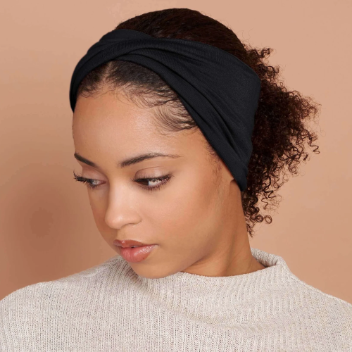 ELBN0385BK Twist Headband Monogram Plain Black