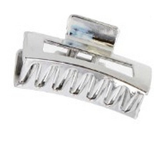 Square Spring Clip Hair Claw in Silver