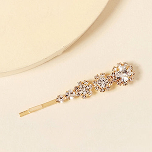 Crystal Flower Hair Clip Barrette in Gold