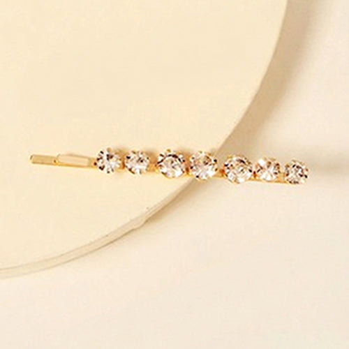 Round Crystal Hair Clip Barrette in Gold