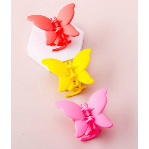 HCE0302 Matte Buterfly Claw Clip Set 3pk in Orange & Pink & Yellow