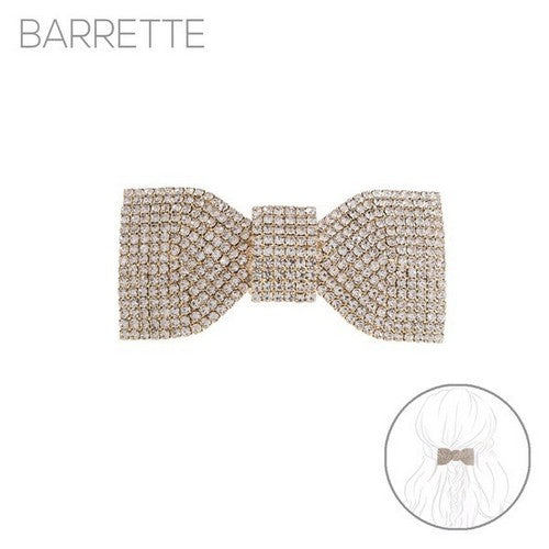 72077CR-G Rhinestone Solid Hair Bow in Gold