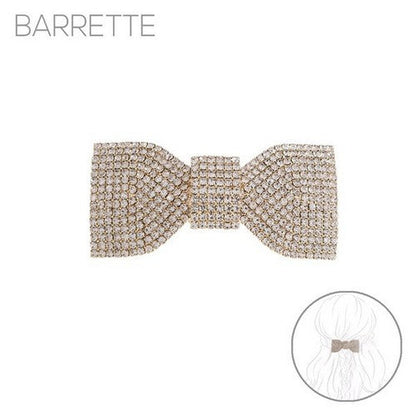 72077CR-G Rhinestone Solid Hair Bow in Gold