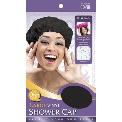 Qfitt Large Vinyl Shower Cap in Black