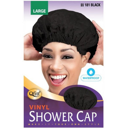 Qfitt Large Vinyl Shower Cap in Black
