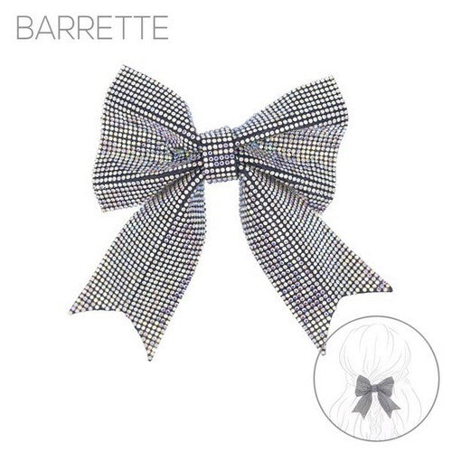 72130AB-R Rhinestone Suede Colourful Crystal Hair Bow in Multicolour