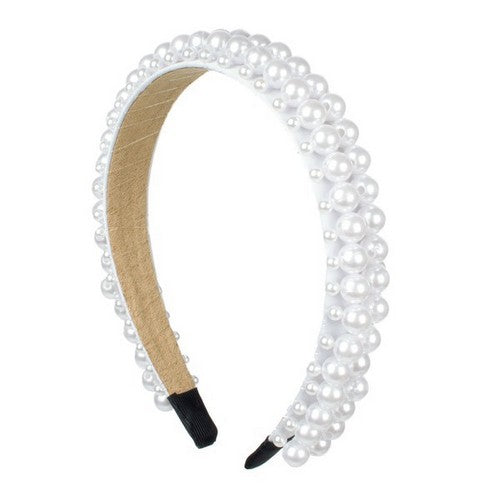 PHB1050-WHT Pearl Statement Headband in White