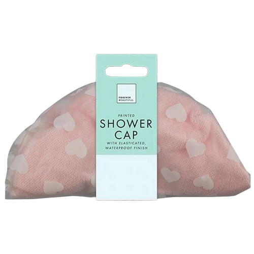 Forever Beautiful Heart Printed Shower Cap in Pink