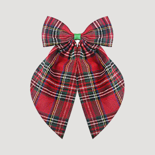 Oversized Plaid Hair Bow in Red & Green