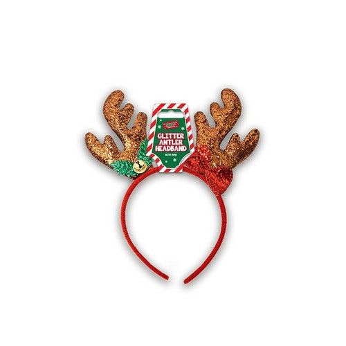 XMA3936 Christmas Glitter Antler Headband in Brown