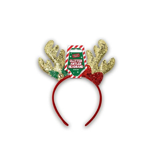 XMA3936 Christmas Glitter Antler Headband in Gold