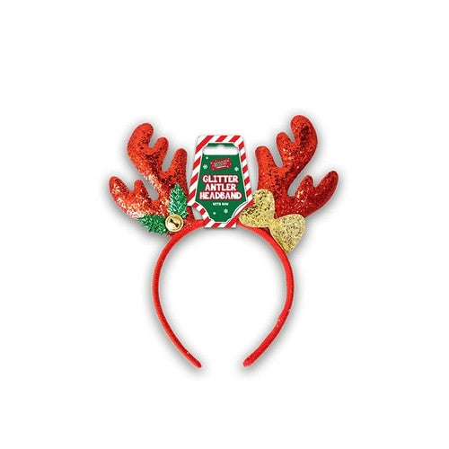 XMA3936 Christmas Glitter Antler Headband in Red