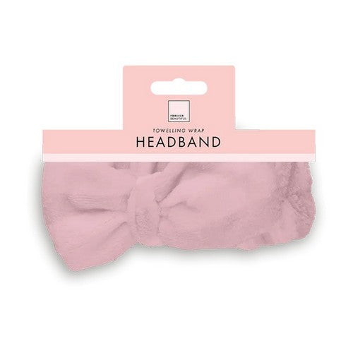 PER7968 Forever Beautiful Toweling Bow Wrap Headband in Pink