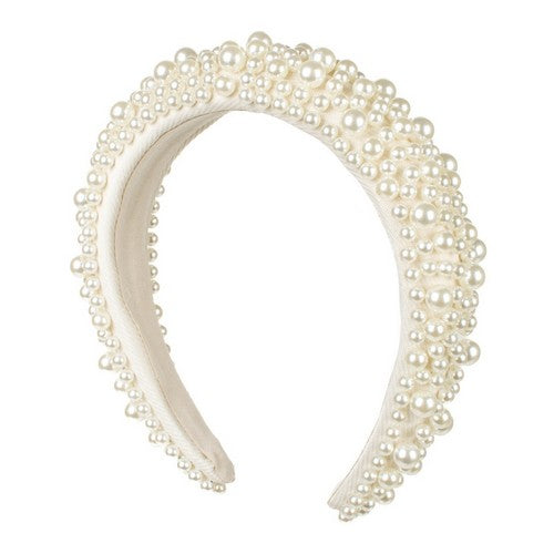 PHB1054 Luxury Pearl Padded Headband in Ivory