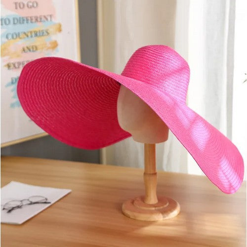 20146 Large Floppy Straw Hat Fuchsia