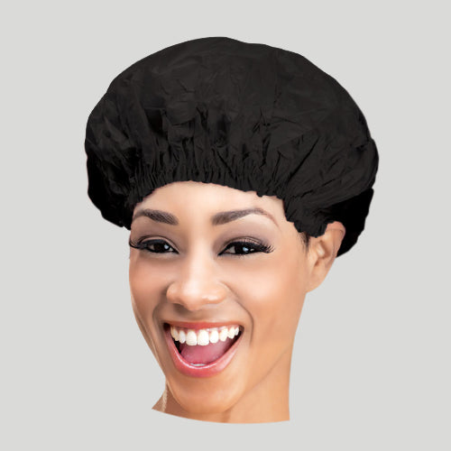 Qfitt Large Vinyl Shower Cap in Black