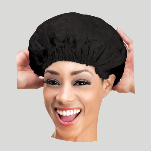 Qfitt Large Vinyl Shower Cap in Black