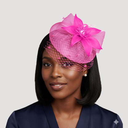 Oversize Mesh Fascinator in Fuchsia