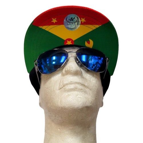 Grenada Flag Snap Back Baseball Cap in Black