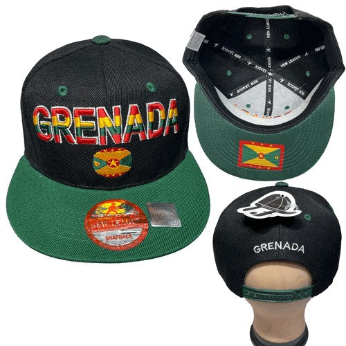 Grenada Snap Back Baseball Cap in Black/Green