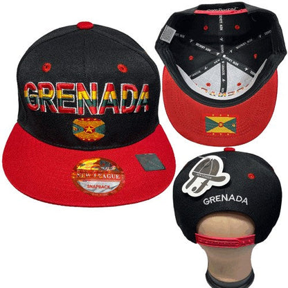 Grenada Snap Back Baseball Cap in Black/Red