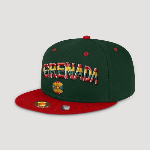 Grenada Snap Back Baseball Cap in Green/Red