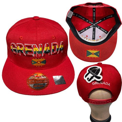 Grenada Snap Back Baseball Cap in Red