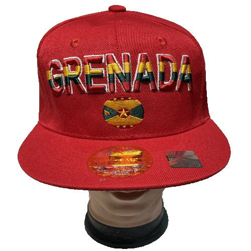 Grenada Snap Back Cap Plain Peak Red & Red