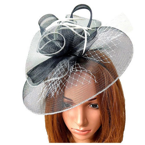 1008120410 Oversize Mesh Fascinator Black