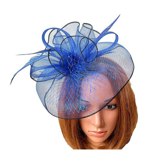 1008120410 Oversize Mesh Fascinator Blue