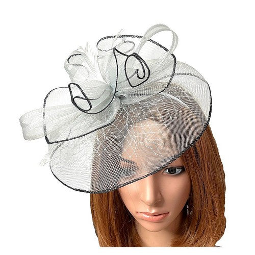 1008120410 Oversize Mesh Fascinator Silver