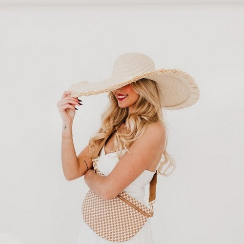 Lake Shore Drive Oversize Fringe Straw Hat in Natural