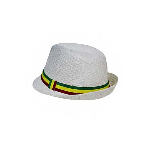 Straw Fedora with Independence Band White