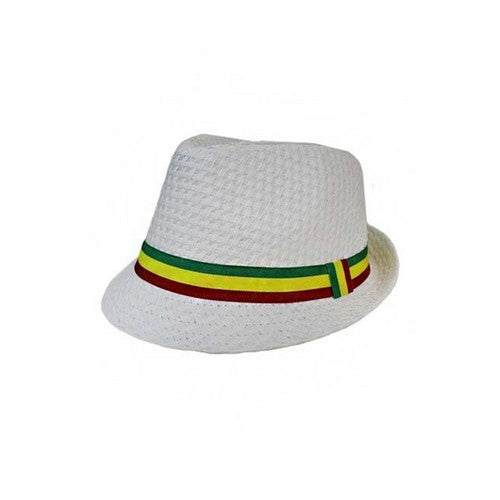 FD-629 Straw Fedora with Independence Band White