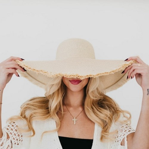 SP-PRI20250212546513 Lake Shore Drive Wide Fringe Straw Hat