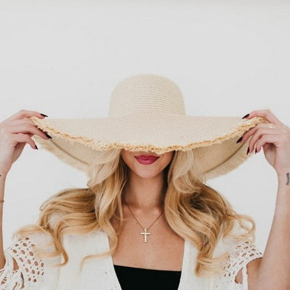 SP-PRI20250212546513 Lake Shore Drive Wide Fringe Straw Hat