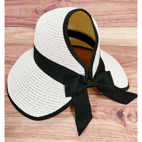 Bow Back Ponytail Straw Hat