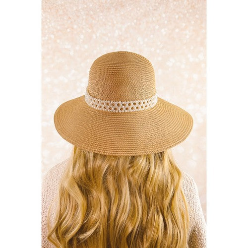 Pearl Band Straw Hat in Khaki