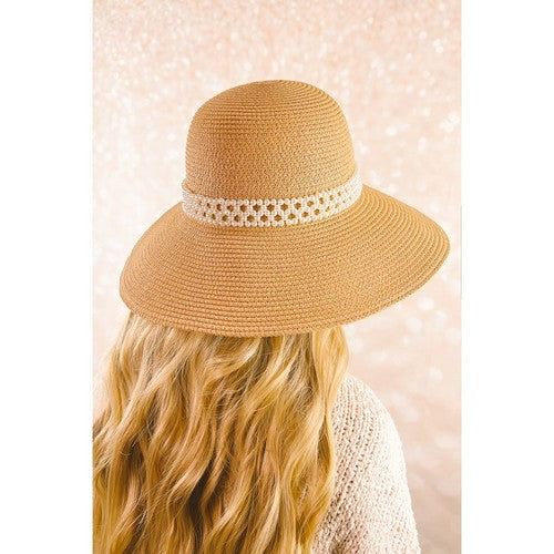 Pearl Band Straw Hat in Khaki