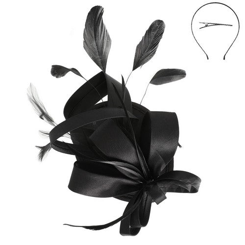 HTH2942 Feather Hat Fascinator in Black