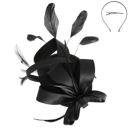 HTH2942 Feather Hat Fascinator in Black