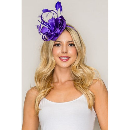HTH2942 Feather Hat Fascinator in Purple